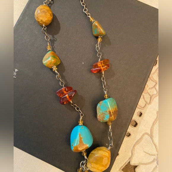 Silpada Turquoise, Jasper and Amber Necklace and earrings - Picture 4 of 6